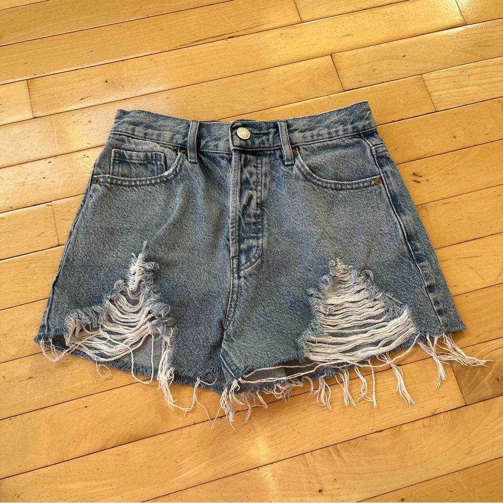 PacSun Women's Jean Shorts Vintage High Rise Cut Off Shorts Sz 25 Button Fly